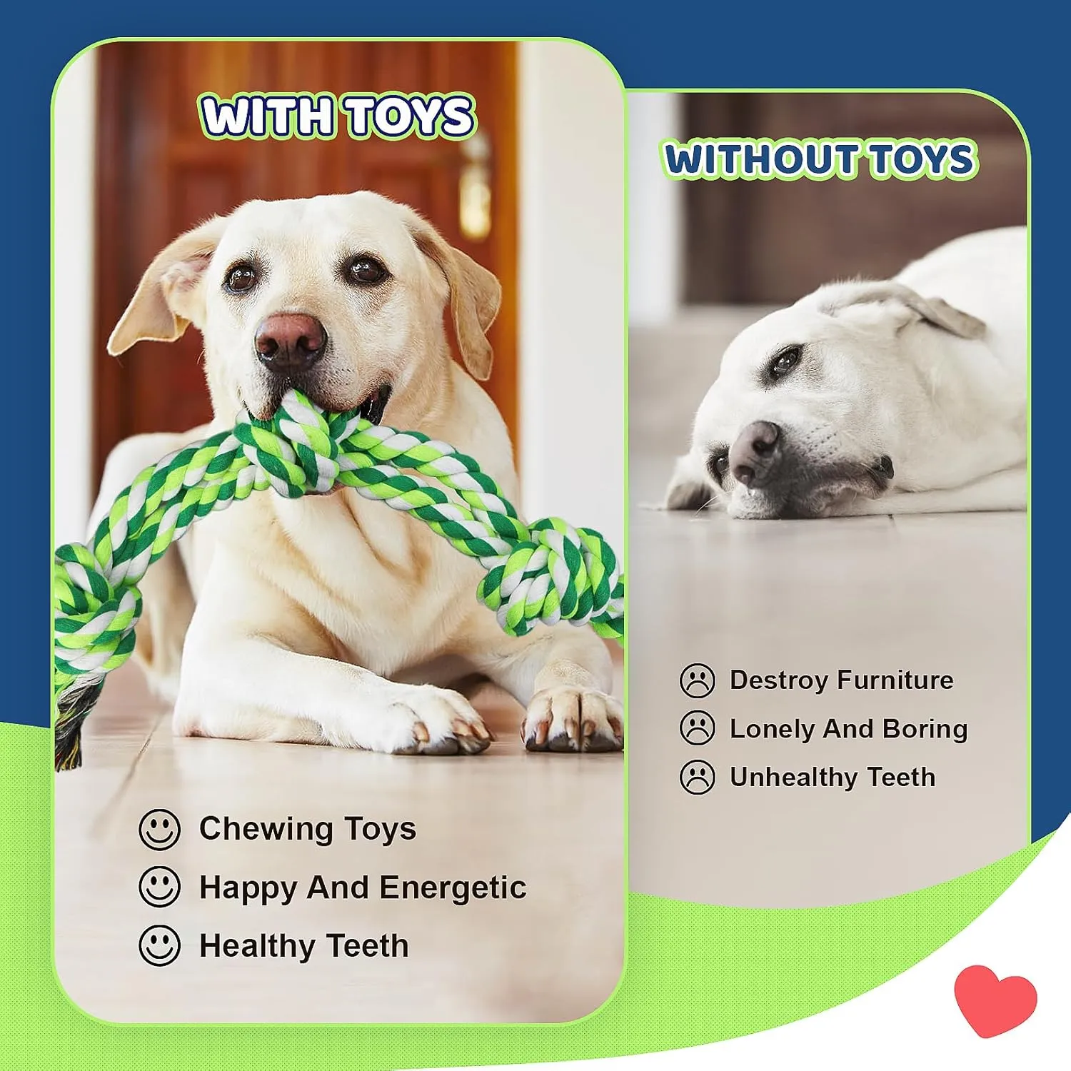 Large Dog Rope Toys for Aggressive Chewers, Dog Toys Set for Large and Medium Dogs, Tough Natural Cotton Puppy Chew Toy for Chewing, Tug Toy 9 Pack