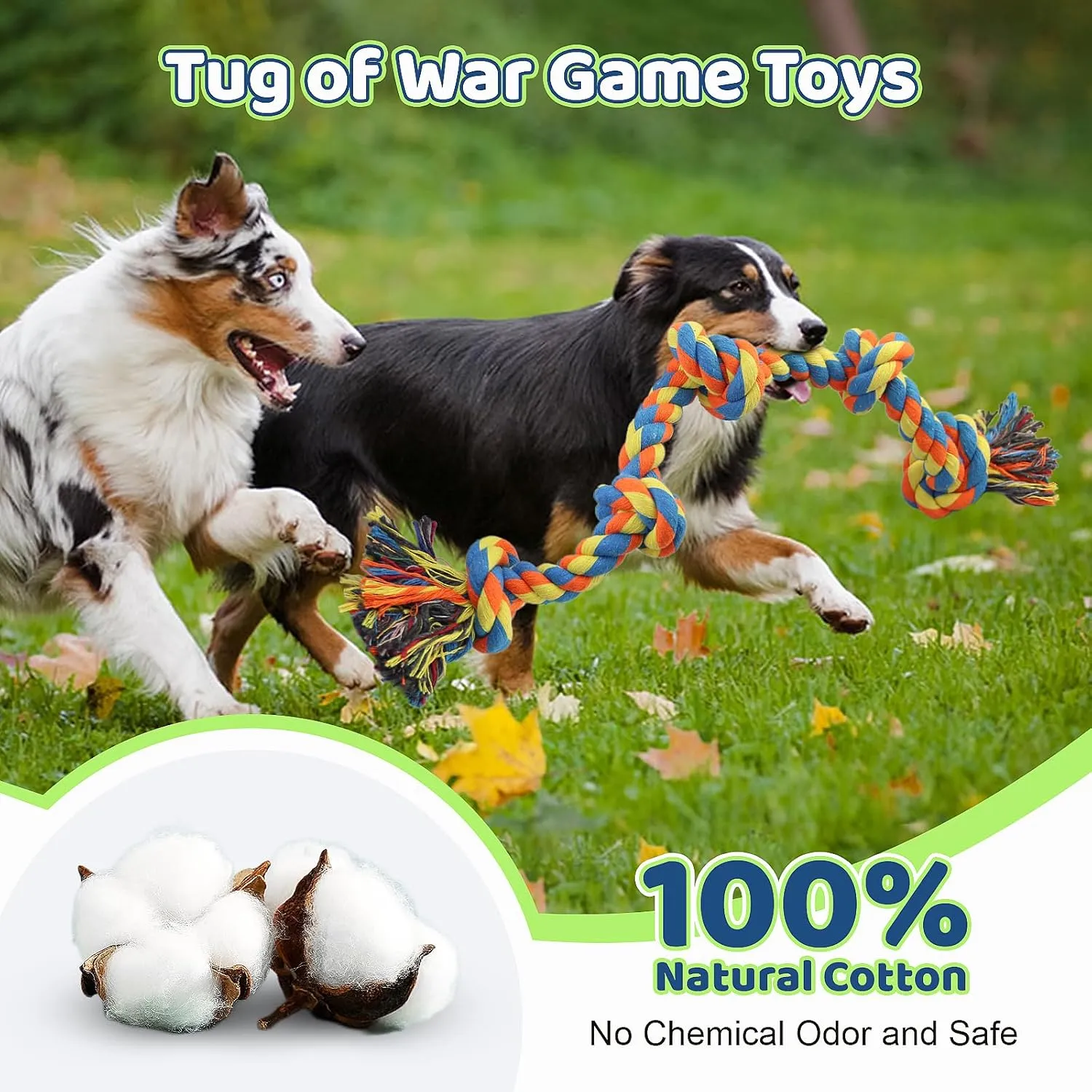 Large Dog Rope Toys for Aggressive Chewers, Dog Toys Set for Large and Medium Dogs, Tough Natural Cotton Puppy Chew Toy for Chewing, Tug Toy 9 Pack