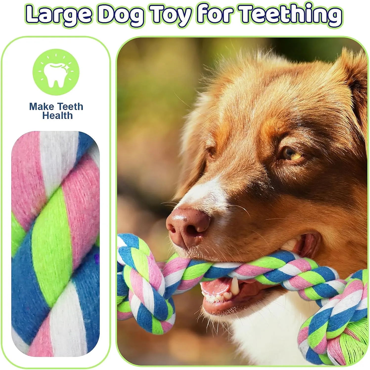 Large Dog Rope Toys for Aggressive Chewers, Dog Toys Set for Large and Medium Dogs, Tough Natural Cotton Puppy Chew Toy for Chewing, Tug Toy 9 Pack