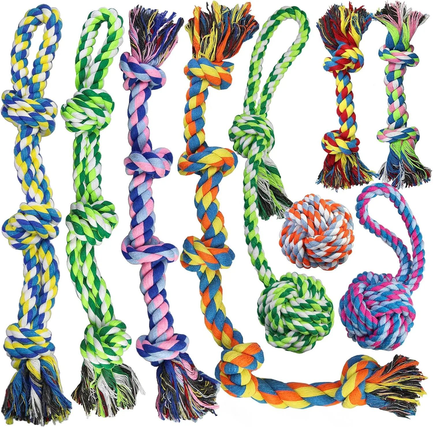 Large Dog Rope Toys for Aggressive Chewers, Dog Toys Set for Large and Medium Dogs, Tough Natural Cotton Puppy Chew Toy for Chewing, Tug Toy 9 Pack