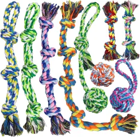 Large Dog Rope Toys for Aggressive Chewers, Dog Toys Set for Large and Medium Dogs, Tough Natural Cotton Puppy Chew Toy for Chewing, Tug Toy 9 Pack