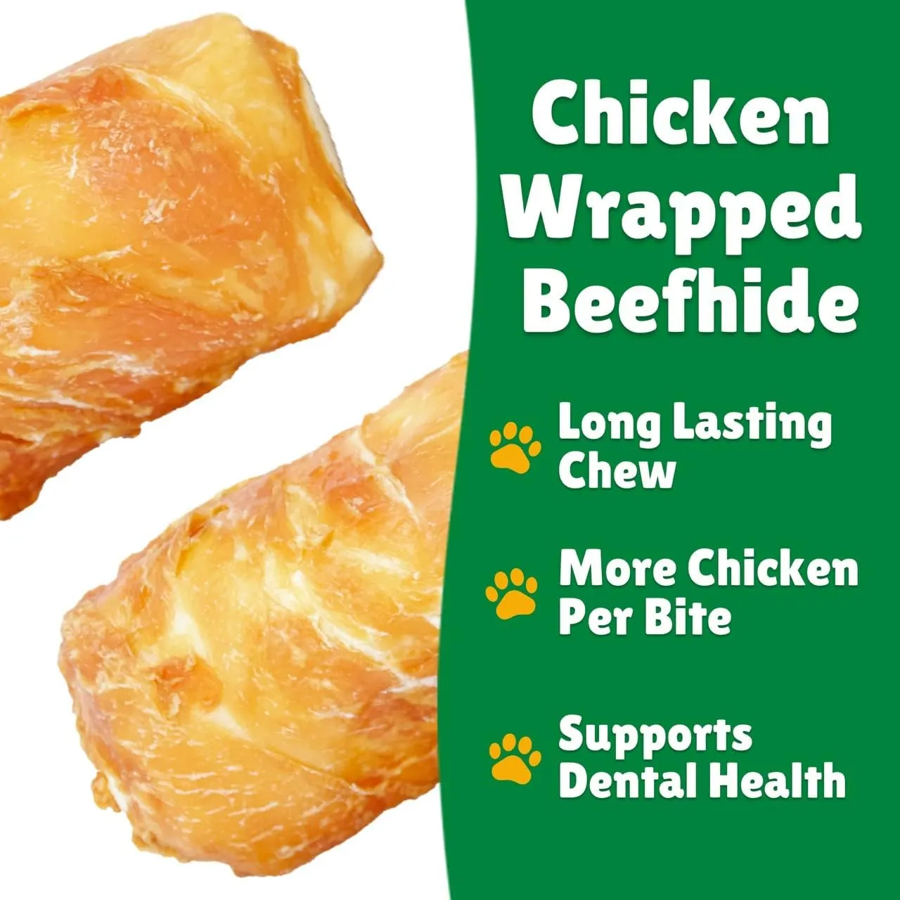 Lucky Premium Treats Chicken Wrapped Dog Treats  USA Made Raw Hide Sticks for Extra Large Size Dogs  Long Lasting, Preservative Free Dog Treats  4 Chews