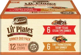 Merrick Lil Plates Grain Free Dinner Duos Soft Natural Wet Small Dog Food Variety Pack, Beef and Turkey - (Pack of 1) 2.6 lb. Tubs