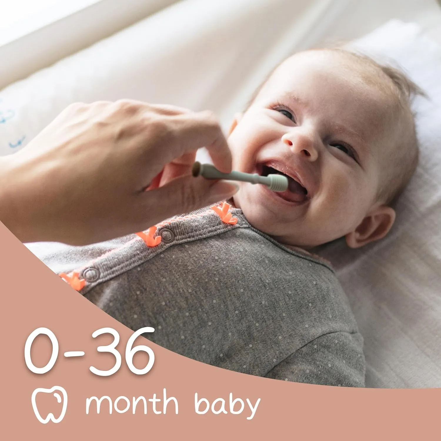 Moonkie Baby Finger Toothbrush Tongue Oral Cleaner Kit for 3 Months  , 3 Pcs (Clay/Ivory/Clay)