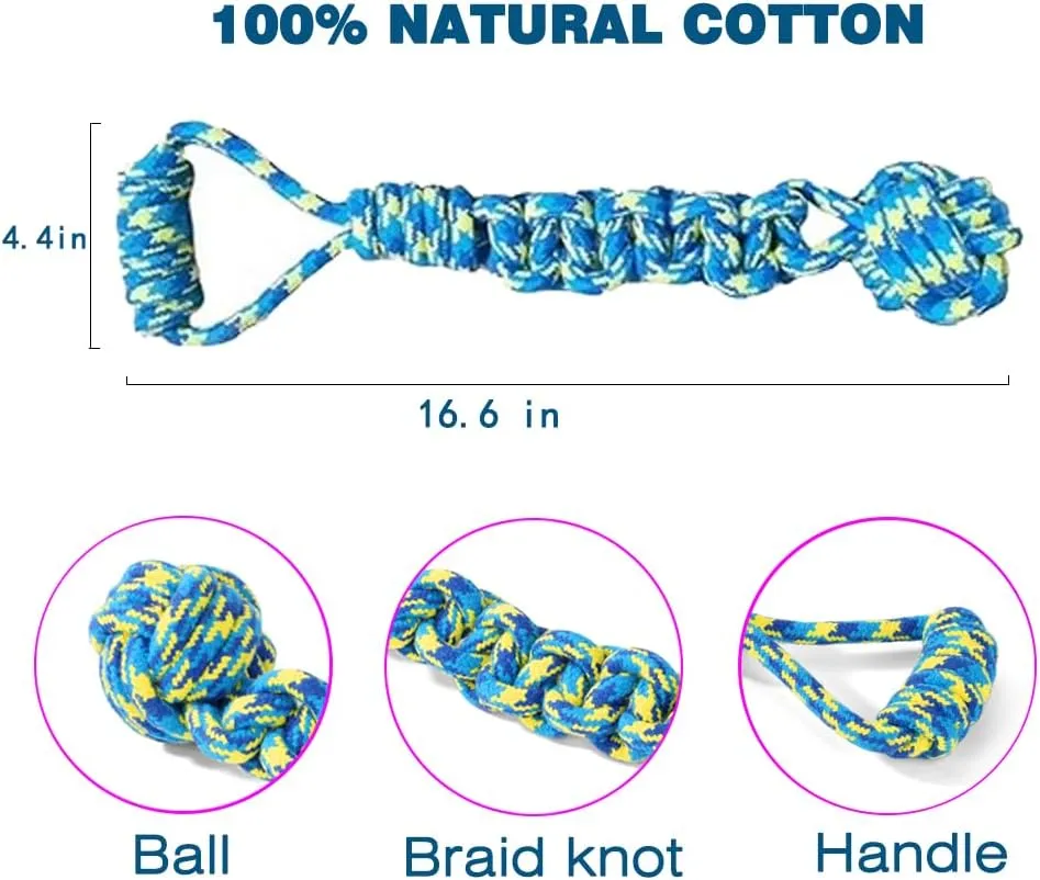 MQUMD Dog Rope Toy, Indestructible Cotton Ropes Dog Toy, Dental Cleaning and Teeth Care Dog Toy, Heavy Duty Dog Chew Toy, Interactive Tug of War Pet Toy for Large & Medium Dog