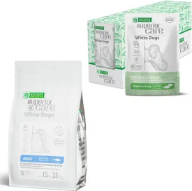 Nature's Protection Superior Care White Dogs Grain-Free Dry Dog Food with Herring & Wet Food with Tuna and Sea Bass Bundle