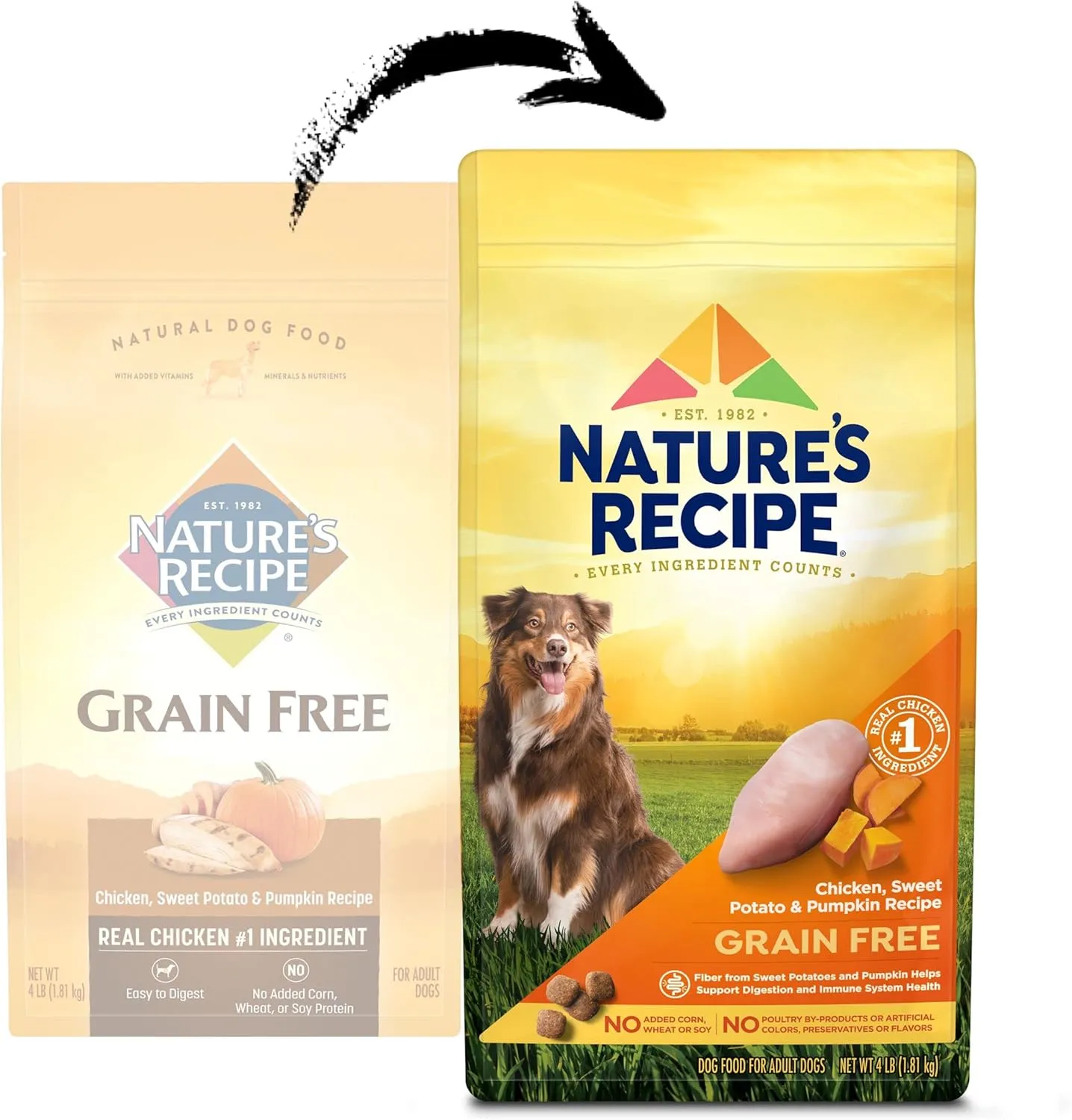 Natures Recipe Grain Free Chicken, Sweet Potato & Pumpkin Recipe Dry Dog Food, 4 lb. Bag