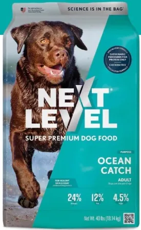 Next Level Super Premium Dog Food  Ocean Catch  Dry Kibble for Adult Dogs of All Breeds  24% Protein, Fish with Gluten Free Grains (4 Pound)