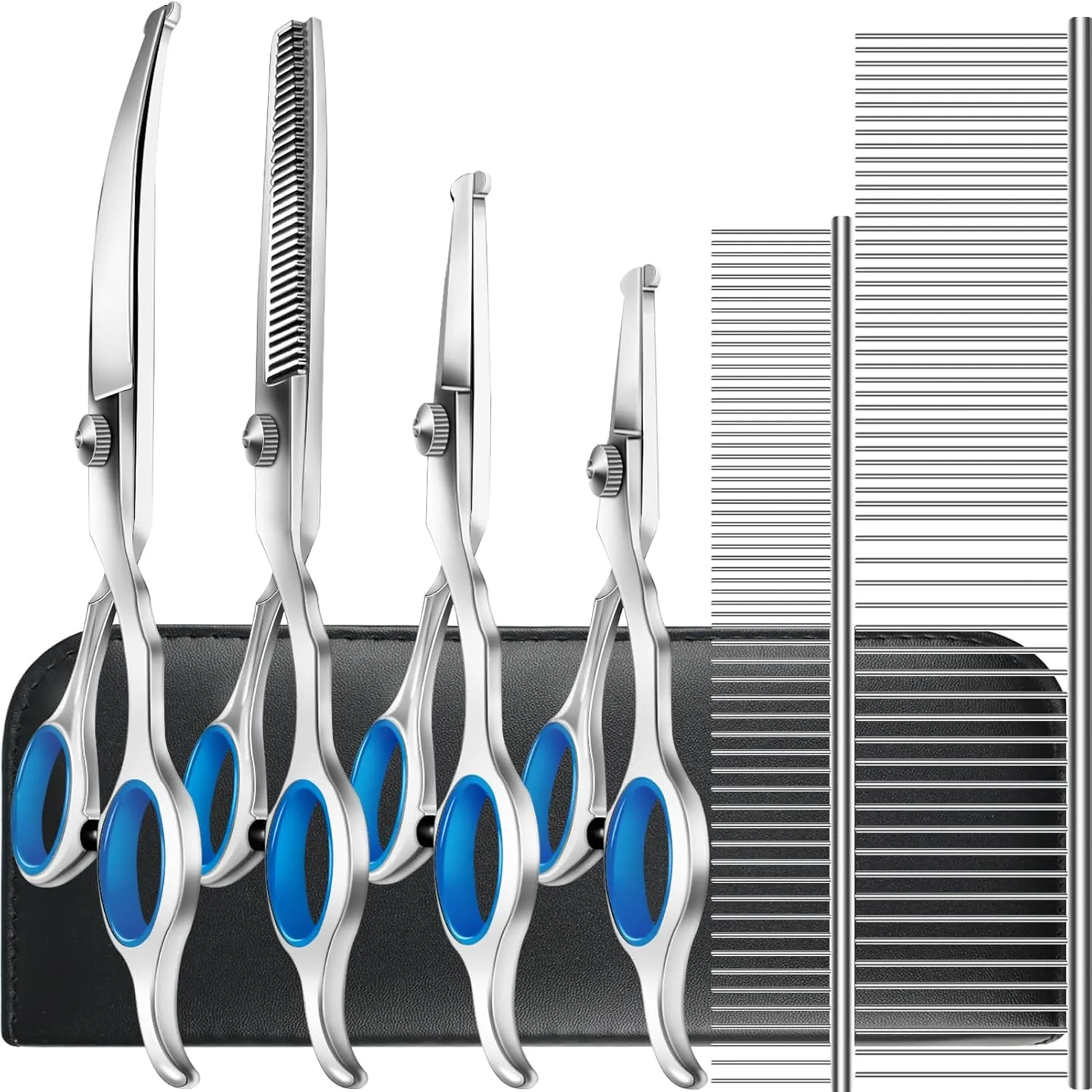 Niura 7 in 1 Professional Pet Grooming Kit - Grooming Scissors Kit Set for Dog & Cat