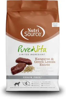 NutriSource Pure Vita Limited Ingredient Grain Free Dry Dog Food, Kangaroo and Green Lentils, 12LB