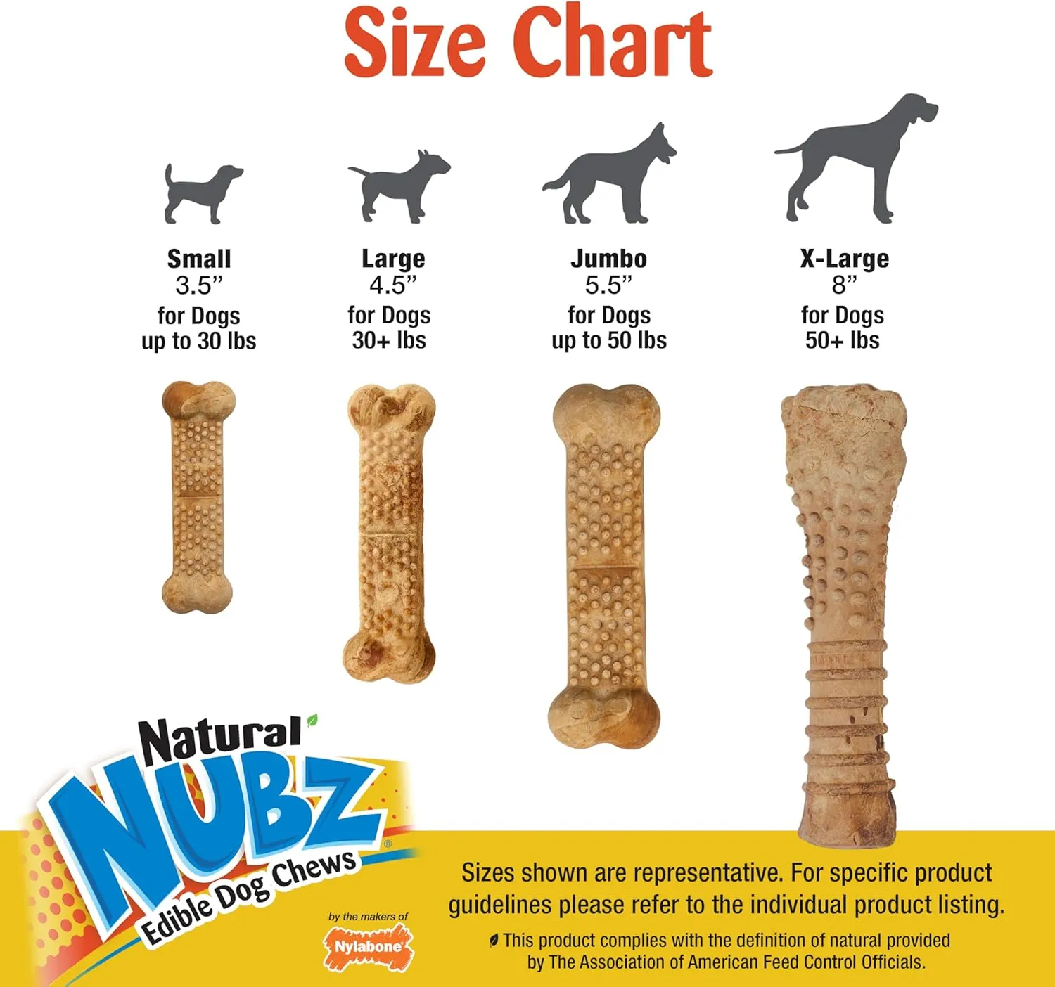 Nylabone Nubz Natural Edible Dog Chew Treats for Dogs, Long Lasting Dog Bones Made in USA, Peanut Butter Flavor Dental Chews, for Dogs Up to 50 lbs. (18 Count)