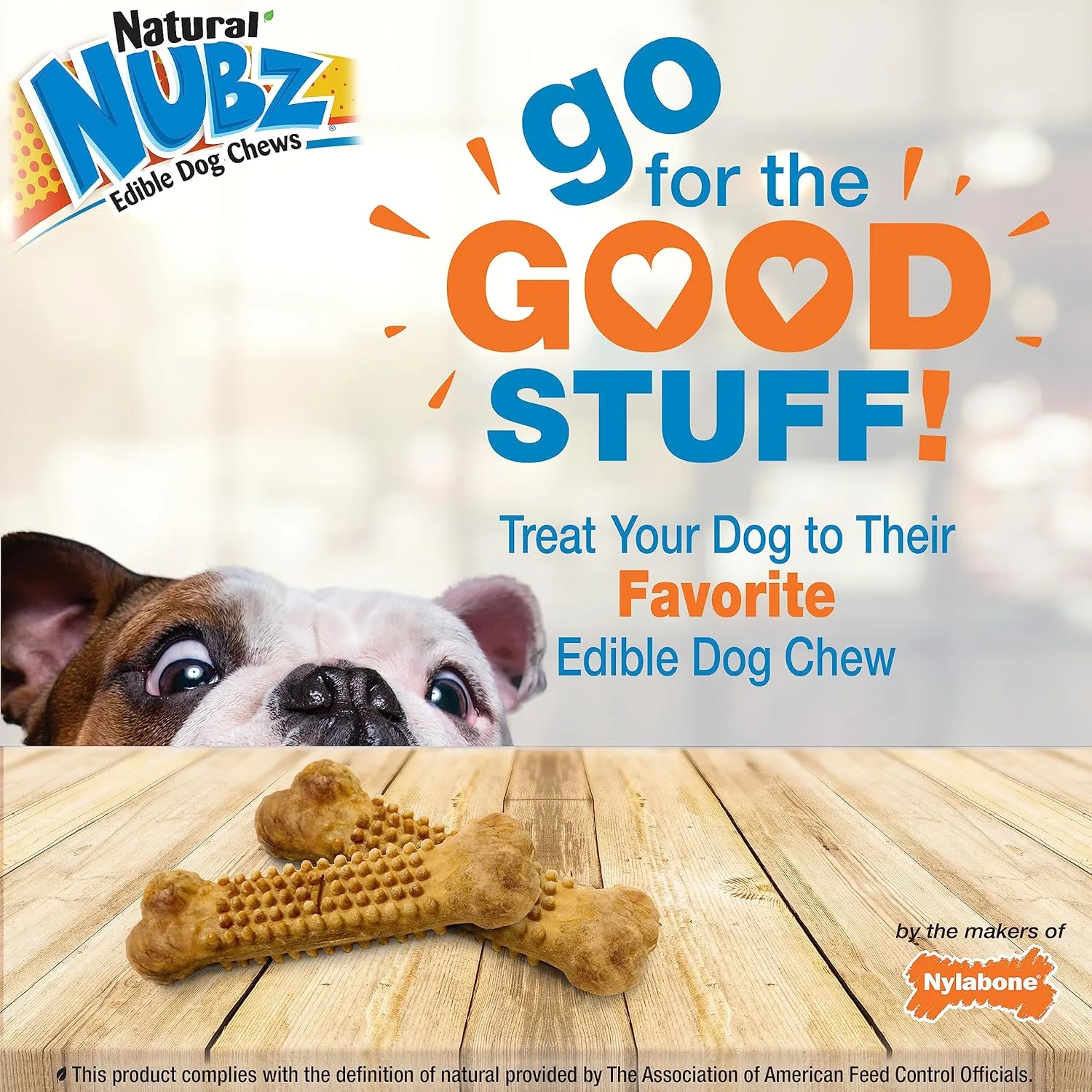 Nylabone Nubz Natural Edible Dog Chew Treats for Small Dogs, Long Lasting Dog Bones Made in USA, Chicken Flavor Dental Chews, for Dogs Up to 25 lbs. (8 Count)