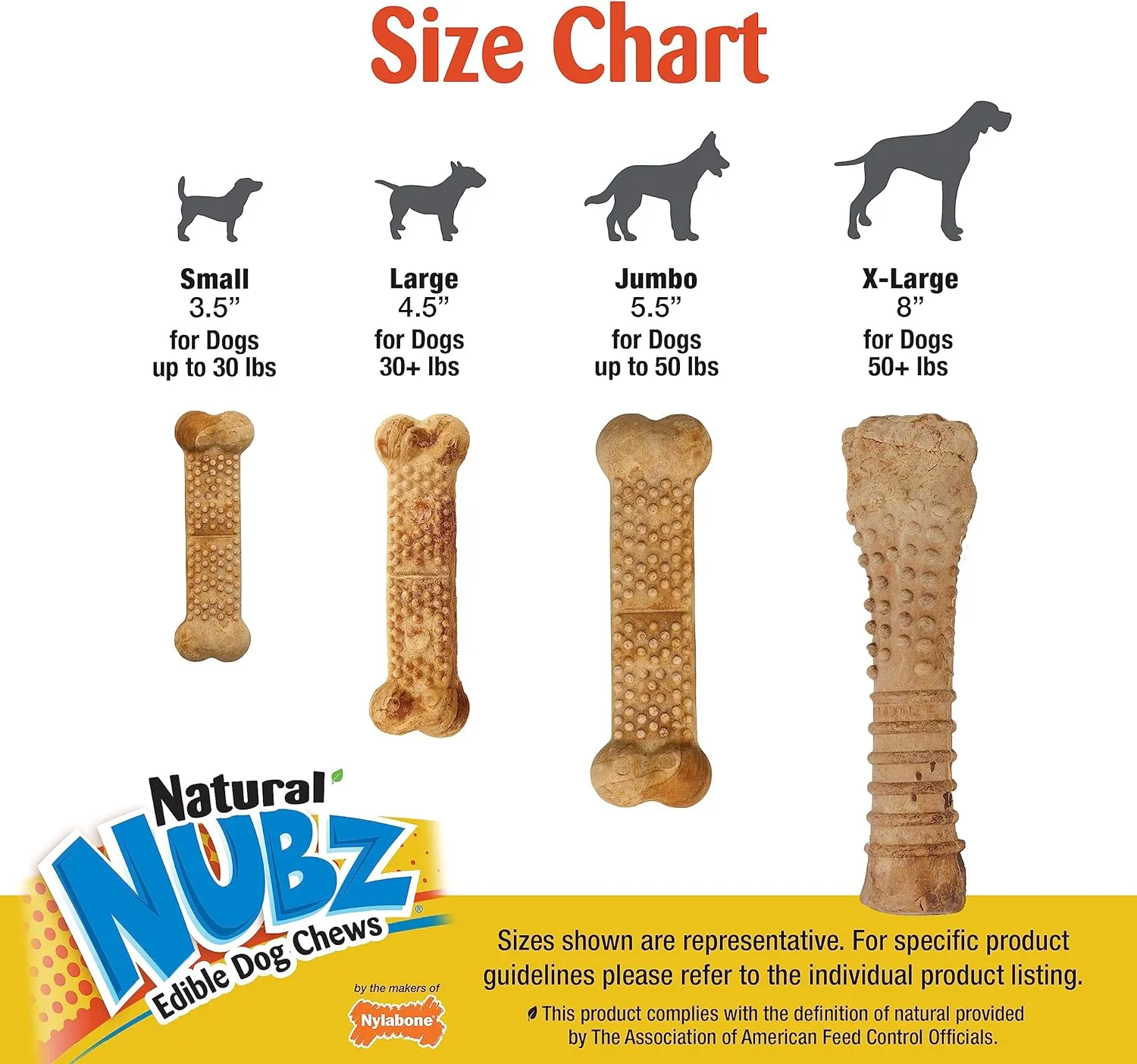 Nylabone Nubz Natural Edible Dog Chew Treats for Small Dogs, Long Lasting Dog Bones Made in USA, Chicken Flavor Dental Chews, for Dogs Up to 25 lbs. (8 Count)