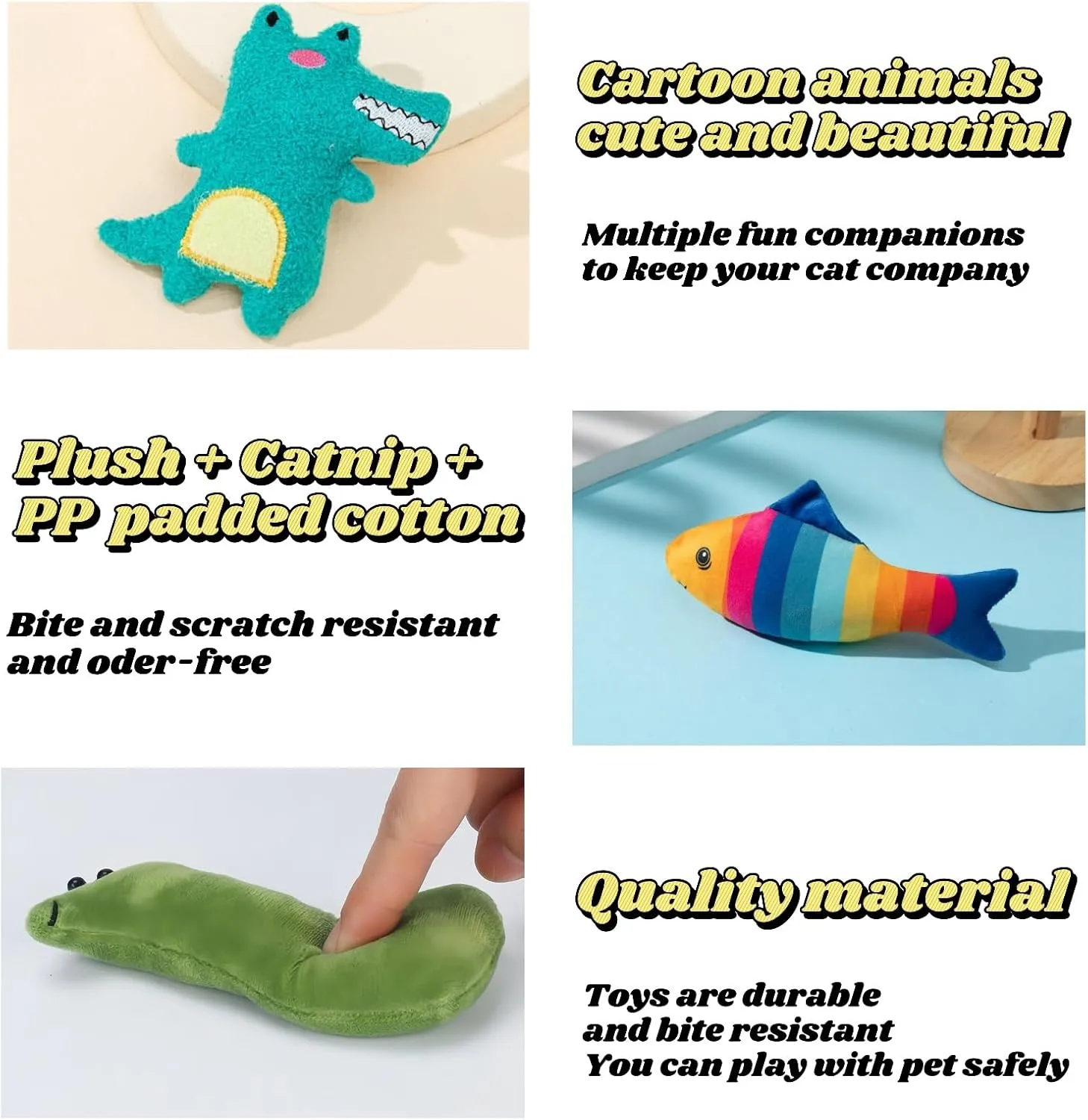 Organic Catnip Toys with 6Pcs Cat Toys - Bite-Resistant Kicker Set for Indoor Cats | Kitten to Senior Plush Catnip Toys for Cats, Skin-Friendly Chew Toys
