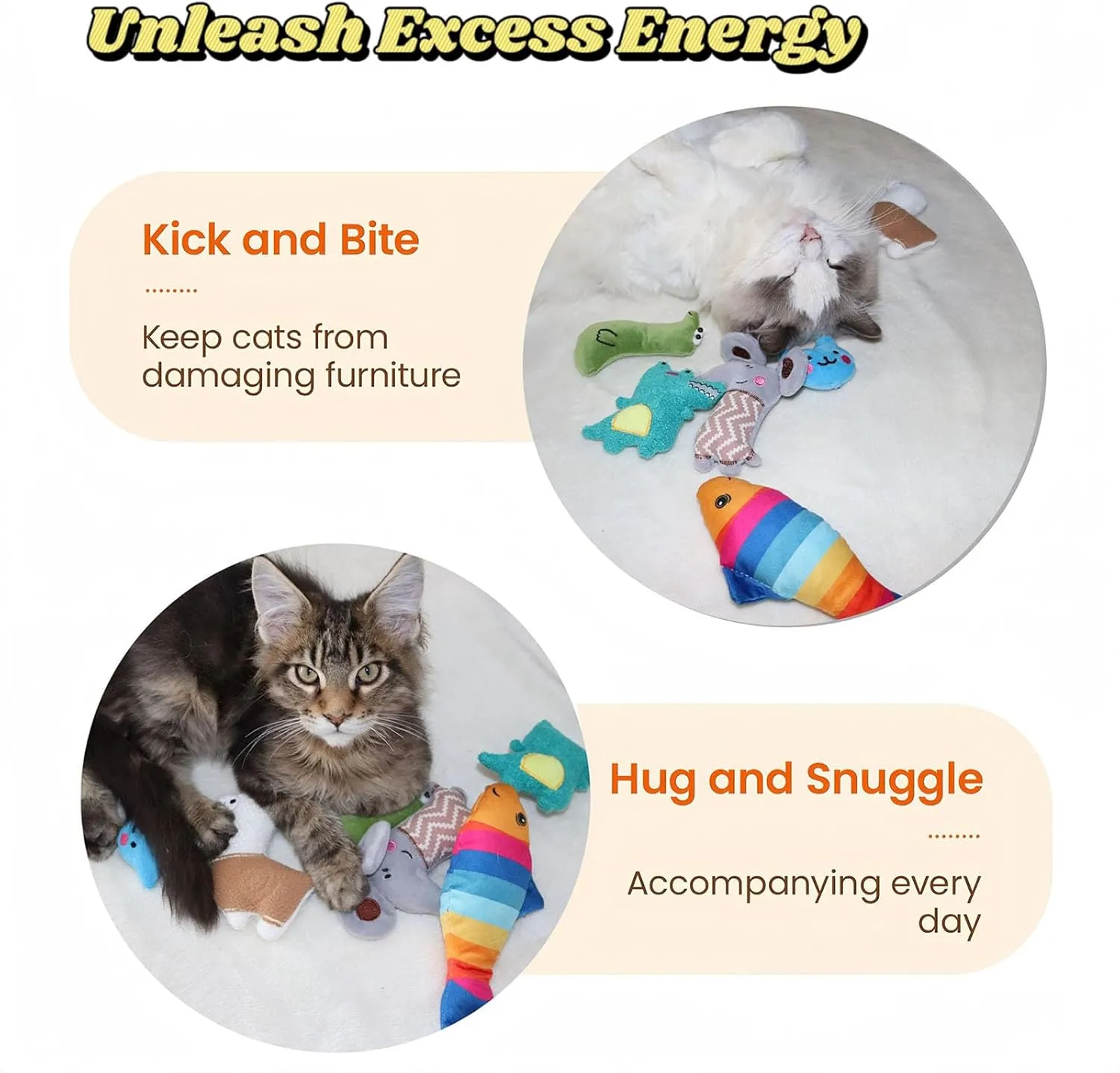 Organic Catnip Toys with 6Pcs Cat Toys - Bite-Resistant Kicker Set for Indoor Cats | Kitten to Senior Plush Catnip Toys for Cats, Skin-Friendly Chew Toys