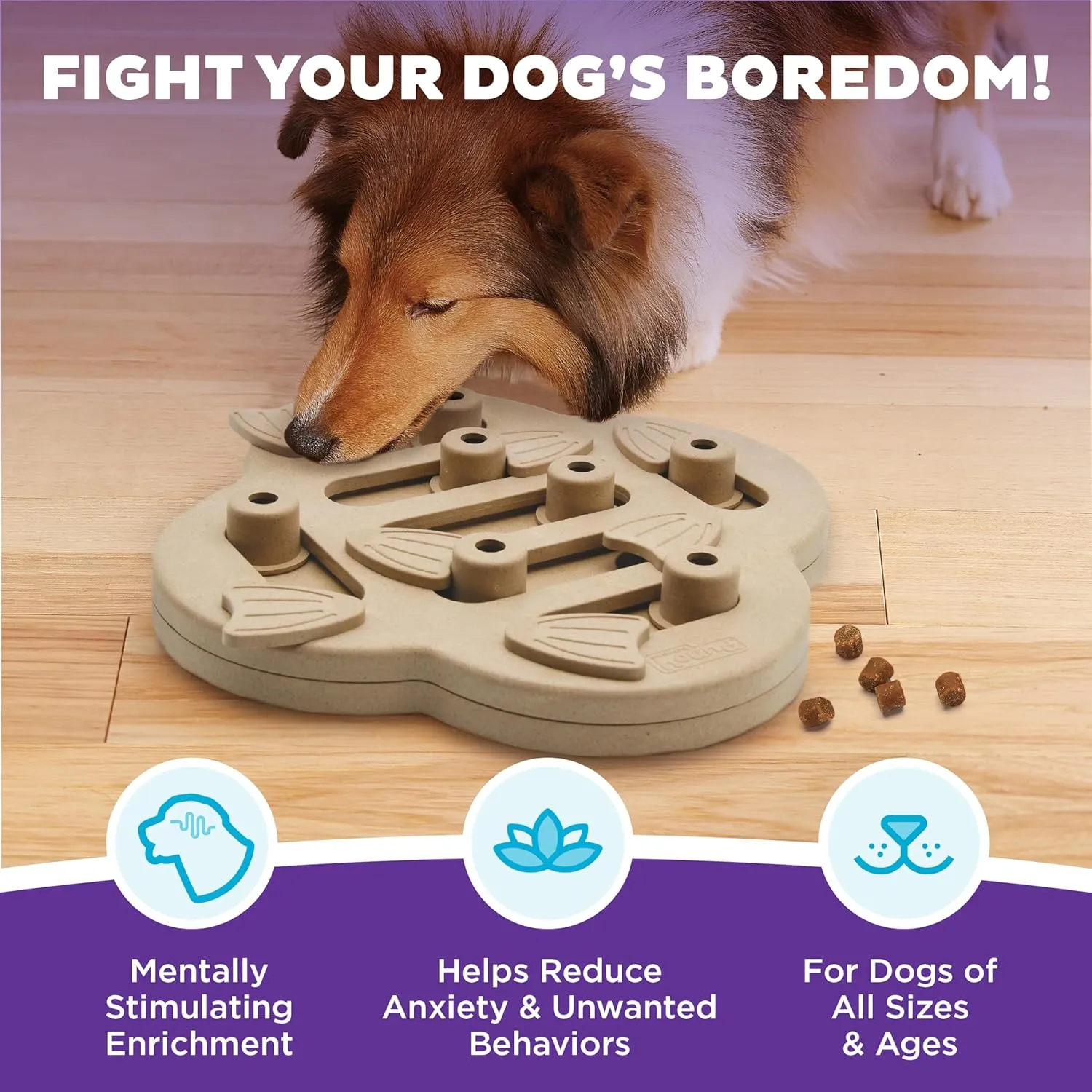 Outward Hound by Nina Ottosson Dog Hide N' Slide Treat Puzzle Enrichment Toy, Level 2 Intermediate, Tan, Composite
