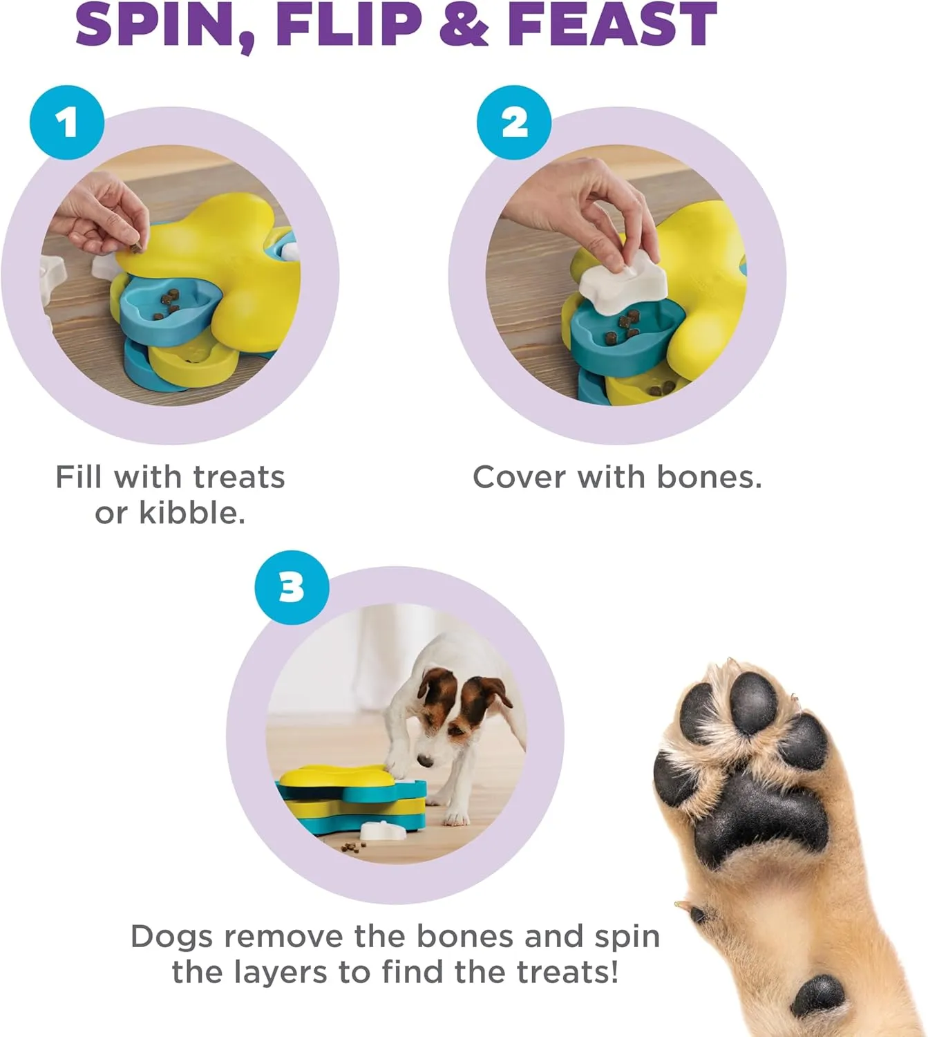 Outward Hound by Nina Ottosson Dog Tornado Treat Puzzle Dog Toy, Level 2 Intermediate, Blue