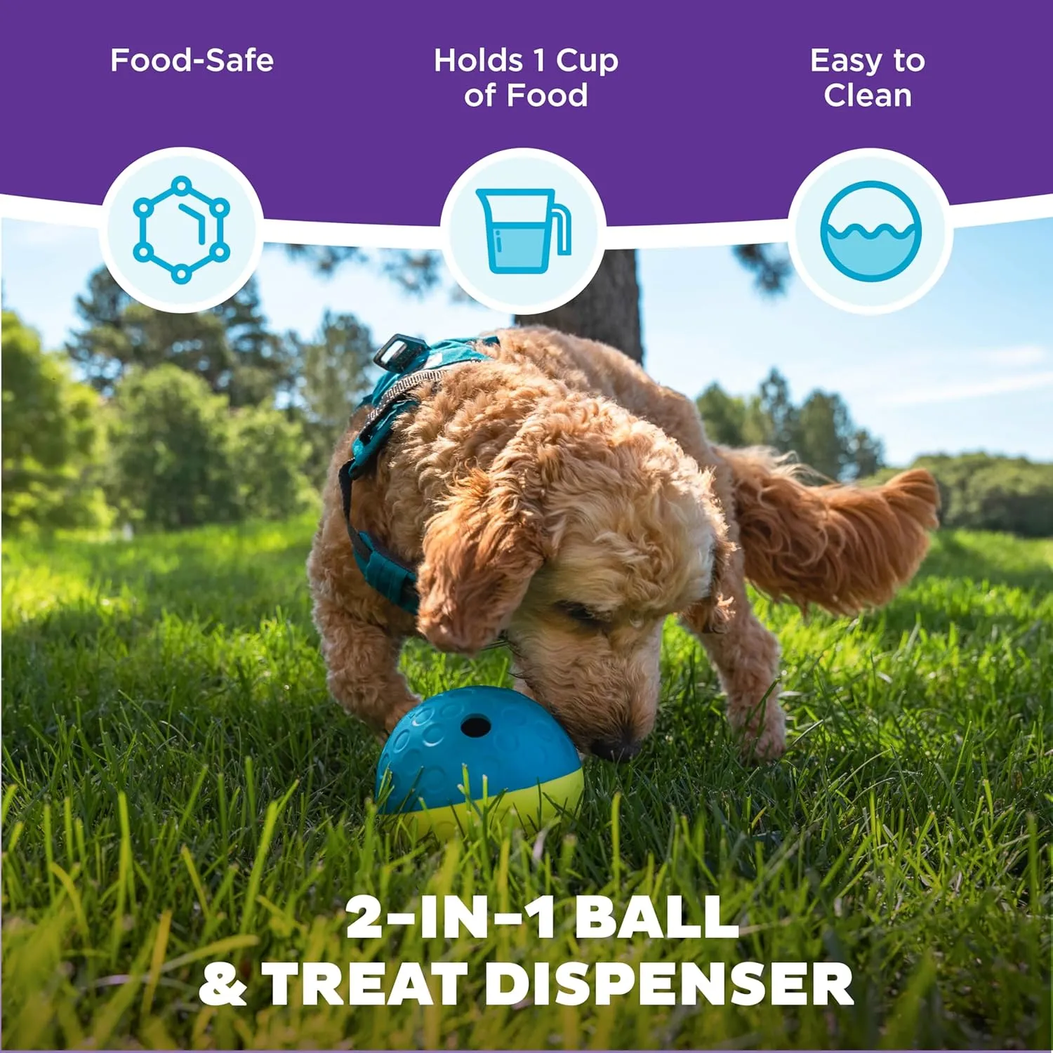 Outward Hound by Nina Ottosson Treat Tumble Interactive Puzzle Ball Dog Toy, Level 1 Beginner, Blue, Small