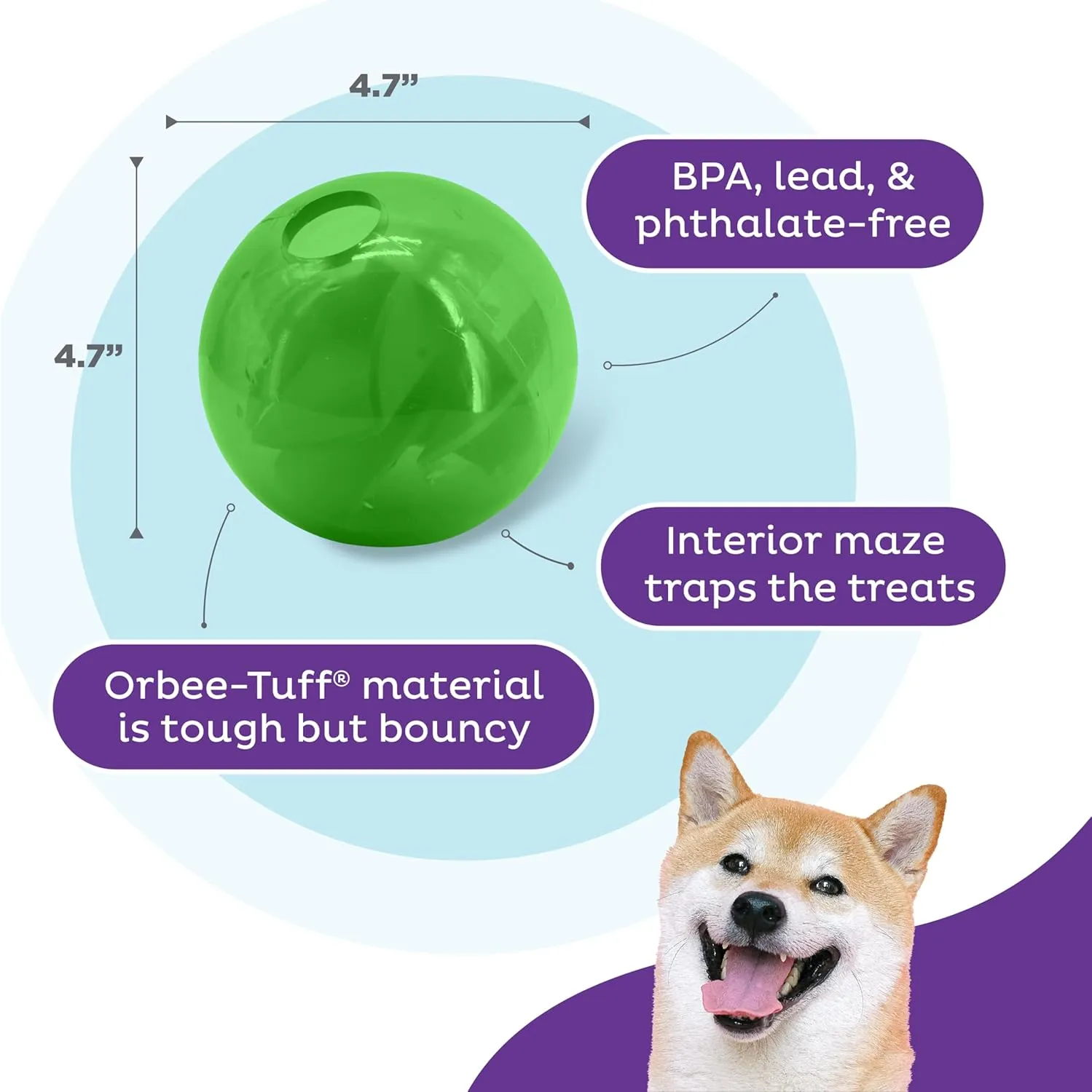 Outward Hound by Planet Dog Mazee Puzzle Ball Interactive Treat Dispensing Dog Toy, Green