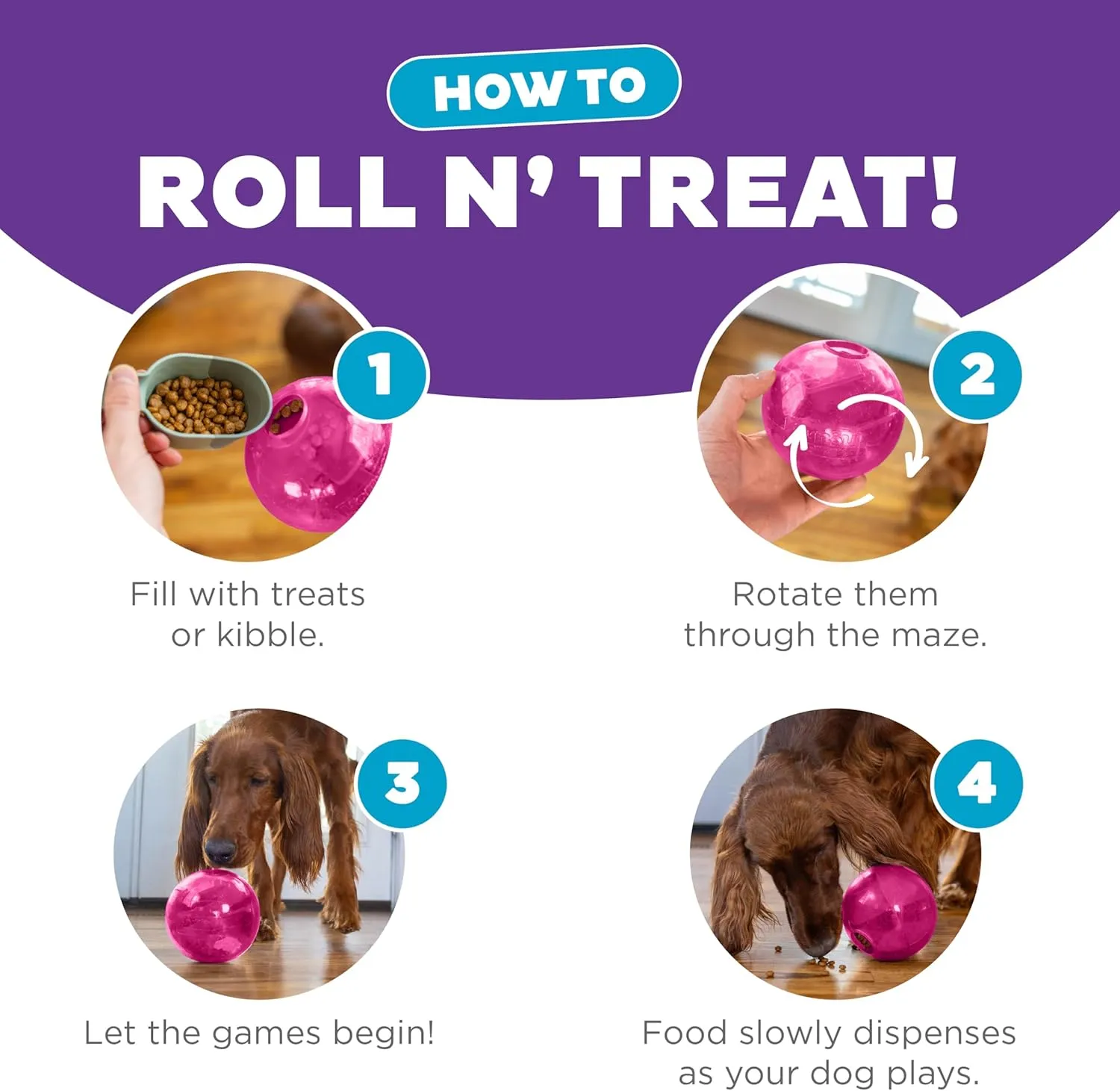 Outward Hound by Planet Dog Mazee Puzzle Ball Interactive Treat Dispensing Dog Toy, Pink