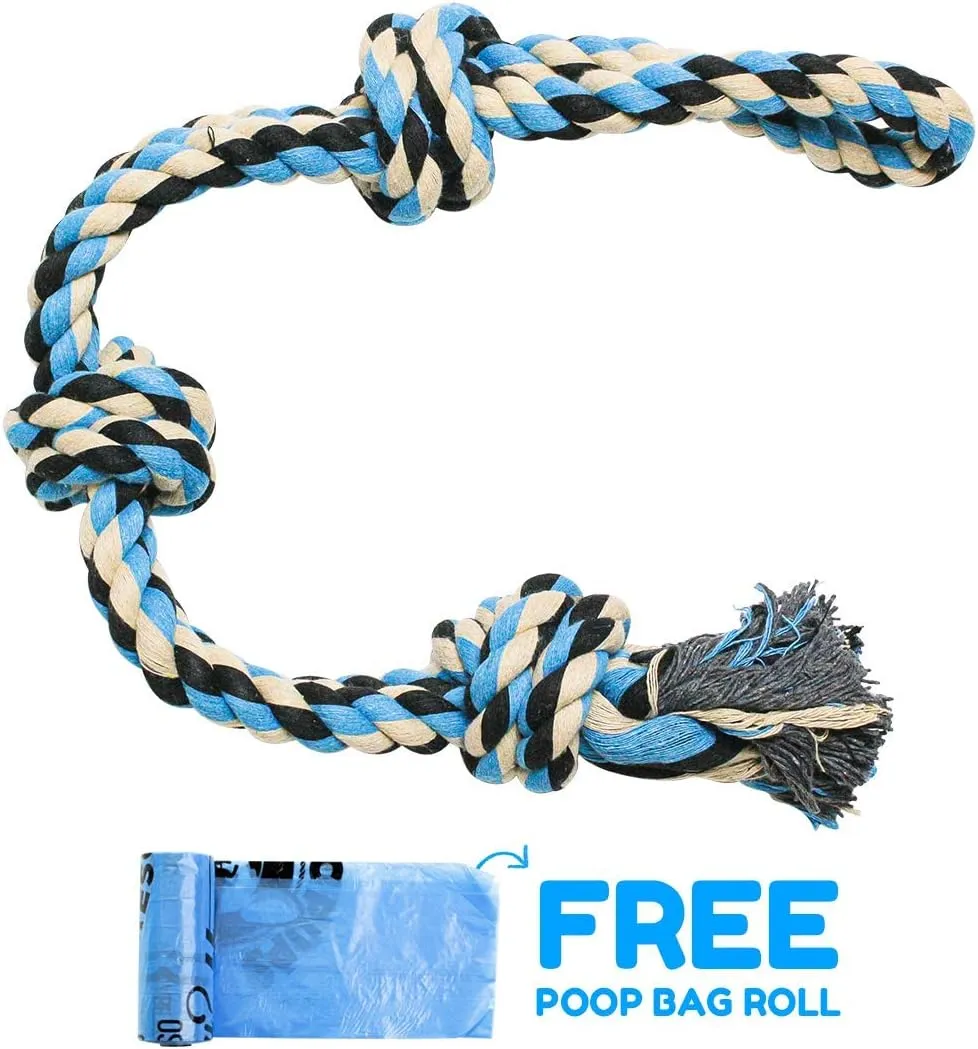 Pacific Pups Products 2 Pack Red & Blue - XL Dog Rope Toy for Aggressive Chewers - Benefits Non-Profit Dog Rescue - Tug of War Dog Toy, Dog Toys for Large Dogs Tough Dog Toys for Aggressive Chewers