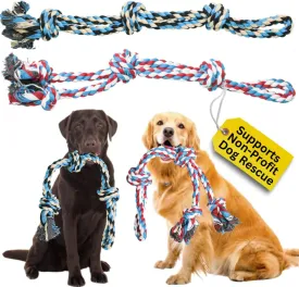 Pacific Pups Products 2 Pack Red & Blue - XL Dog Rope Toy for Aggressive Chewers - Benefits Non-Profit Dog Rescue - Tug of War Dog Toy, Dog Toys for Large Dogs Tough Dog Toys for Aggressive Chewers