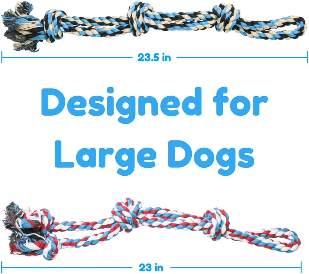 Pacific Pups Products 2 Pack Red & Blue - XL Dog Rope Toy for Aggressive Chewers - Benefits Non-Profit Dog Rescue - Tug of War Dog Toy, Dog Toys for Large Dogs Tough Dog Toys for Aggressive Chewers