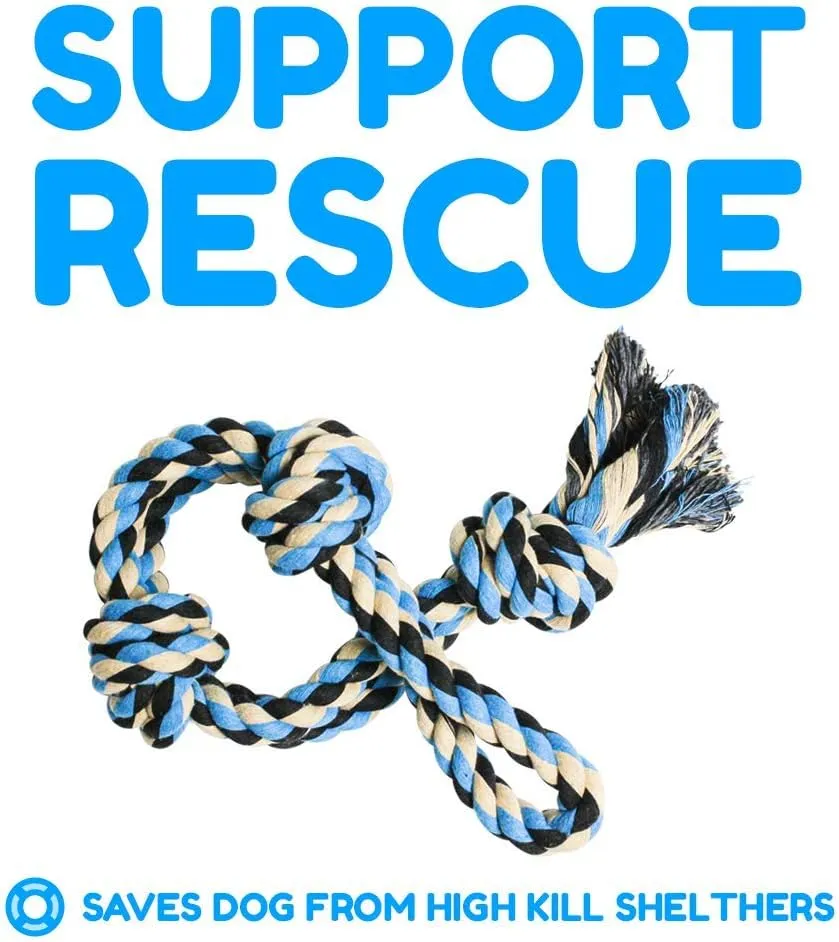 Pacific Pups Products 2 Pack Red & Blue - XL Dog Rope Toy for Aggressive Chewers - Benefits Non-Profit Dog Rescue - Tug of War Dog Toy, Dog Toys for Large Dogs Tough Dog Toys for Aggressive Chewers