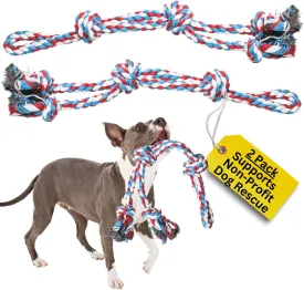 Pacific Pups Products 2 Pack Red - XL Dog Rope Toy for Aggressive Chewers - Benefits Non-Profit Dog Rescue - Tug of War Dog Toy, Dog Toys for Large Dogs, Tough Dog Toys for Aggressive Chewers