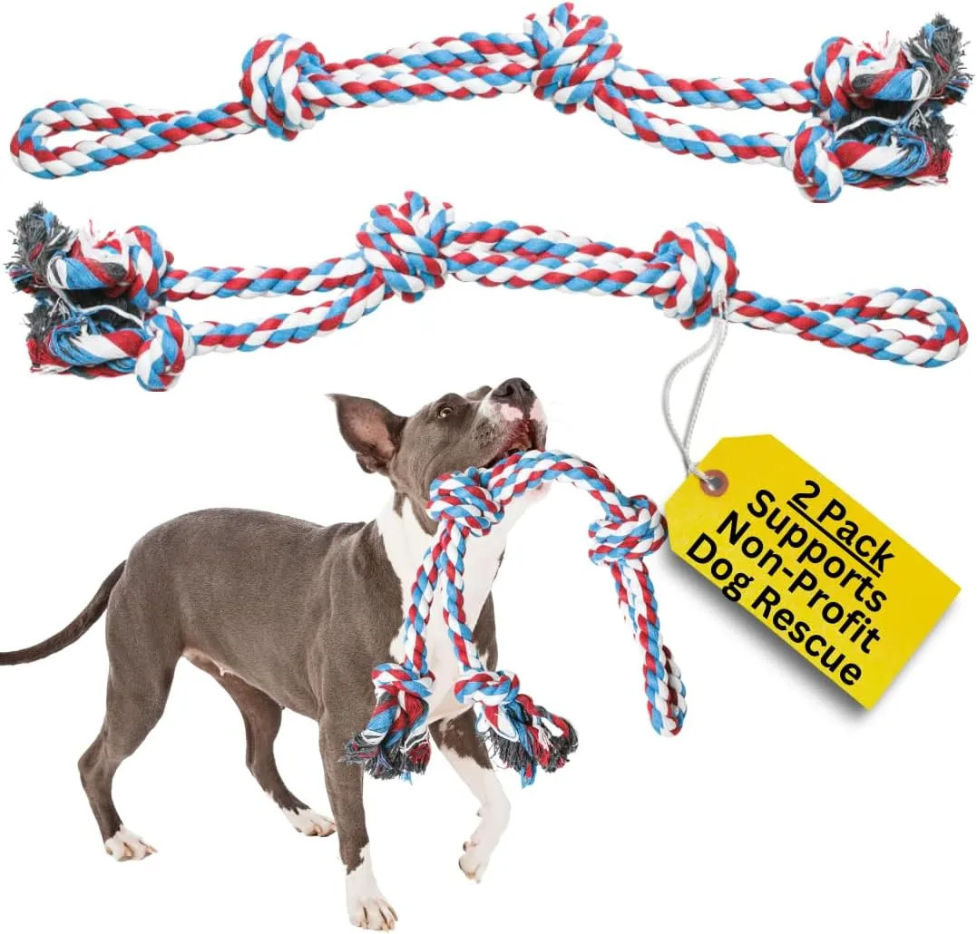 Pacific Pups Products 2 Pack Red - XL Dog Rope Toy for Aggressive Chewers - Benefits Non-Profit Dog Rescue - Tug of War Dog Toy, Dog Toys for Large Dogs, Tough Dog Toys for Aggressive Chewers