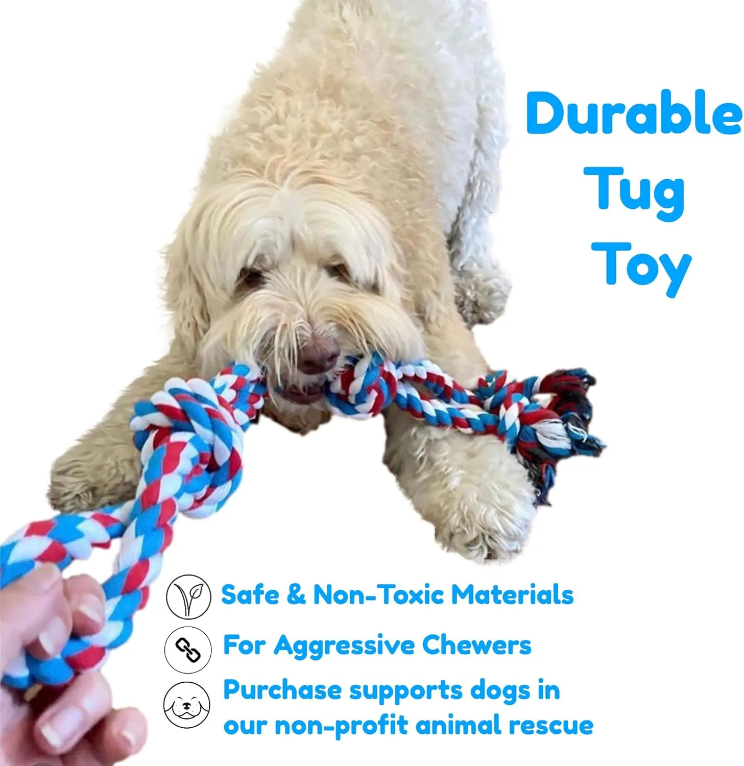 Pacific Pups Products Large Dog Rope Toy for Aggressive Chewers - 23.5" Giant Dog Tug of War Toy for Large Breeds - Durable Big Pull Rope for Teething Puppies and Heavy Duty Chewers
