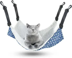 Pet Hammock for Cage Reversible Cat Hanging Hammock Soft Hanging Bed for Ferret Kitten Puppy Cats Small Dogs Rabbits Small Animals Double-Sided Pet Cage Hammock with Adjustable Straps & Plastics Hooks