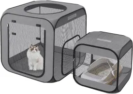 Portable Cat Cage, Cube Design Cat Tent, Foldable Playpen for Indoor and Outdoor, Cat Crate Indoor,Movable Pet Tent for Kitten and Puppy