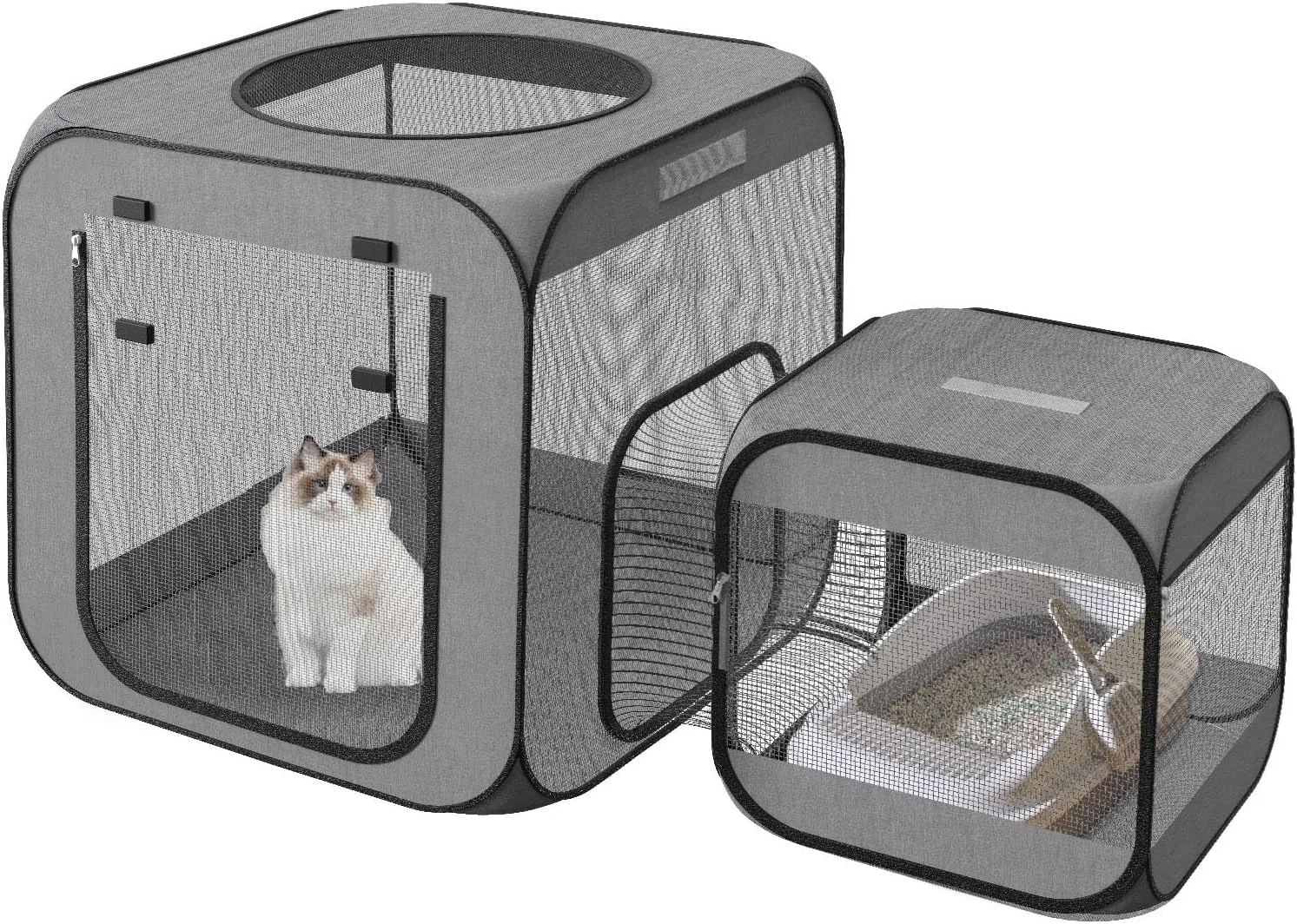 Portable Cat Cage, Cube Design Cat Tent, Foldable Playpen for Indoor and Outdoor, Cat Crate Indoor,Movable Pet Tent for Kitten and Puppy
