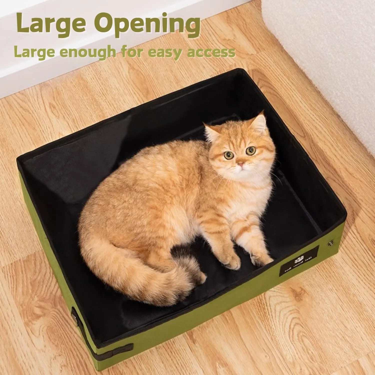 Portable Foldable Cat Litter Box - Waterproof, Leak-Proof for Outdoor Camping, Hotel Stays, Road Trips - Travel Essentials for Cats & Kittens (Green, Large)