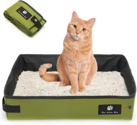 Portable Foldable Cat Litter Box - Waterproof, Leak-Proof for Outdoor Camping, Hotel Stays, Road Trips - Travel Essentials for Cats & Kittens (Green, Large)