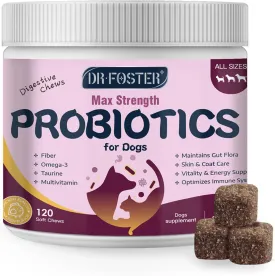 Probiotics for Dogs - Dog Probiotics for Digestive Health, Prebiotic, Digestive Enzymes for Dogs with Pumpkin, Omega-3, 6 Billion CFUs Support Gut & Immune Health, Diarrhea, Dog Allergy Relief