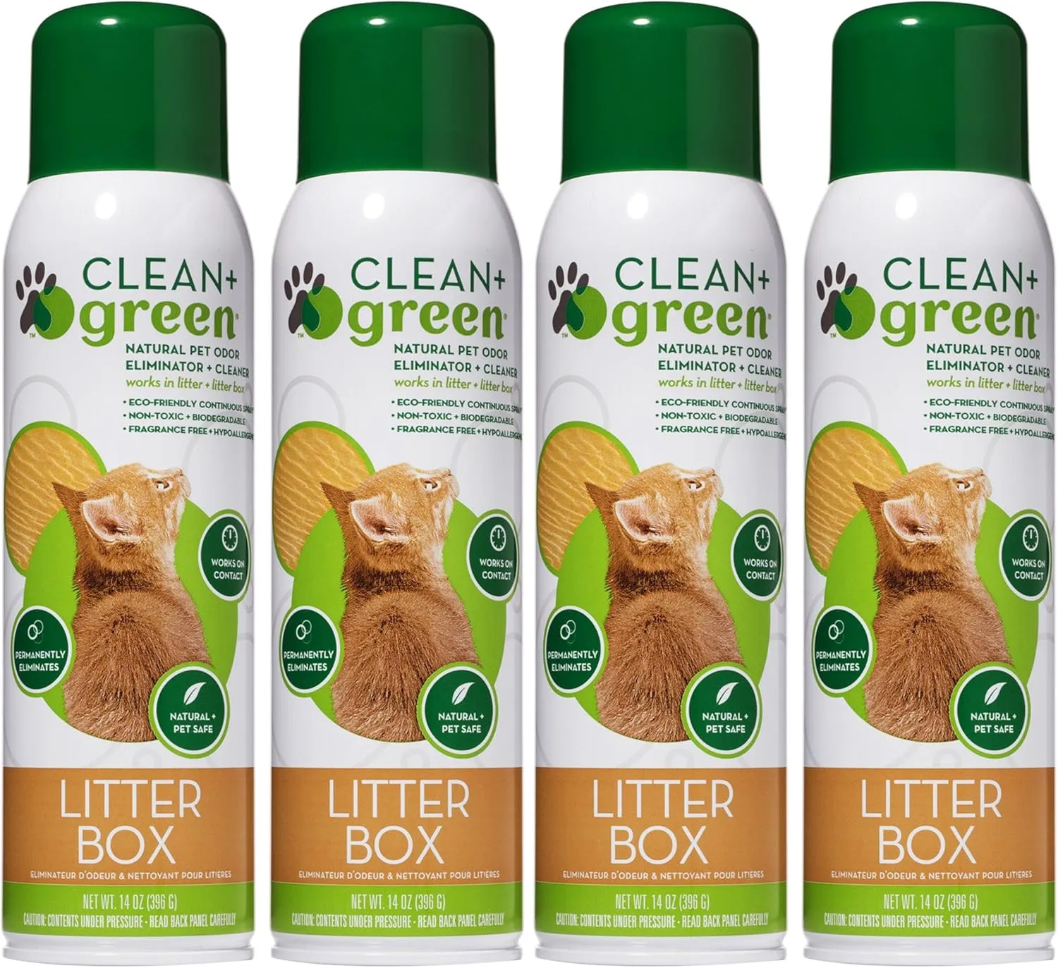 Professional Strength Dog and Cat Litter Box Natural Odor Eliminator, Deodorizer, and Cleaner, Deodorizer Odor Eliminator, Spot Cleaning Solution, 14-Ounce, Made in The USA Pack of 4
