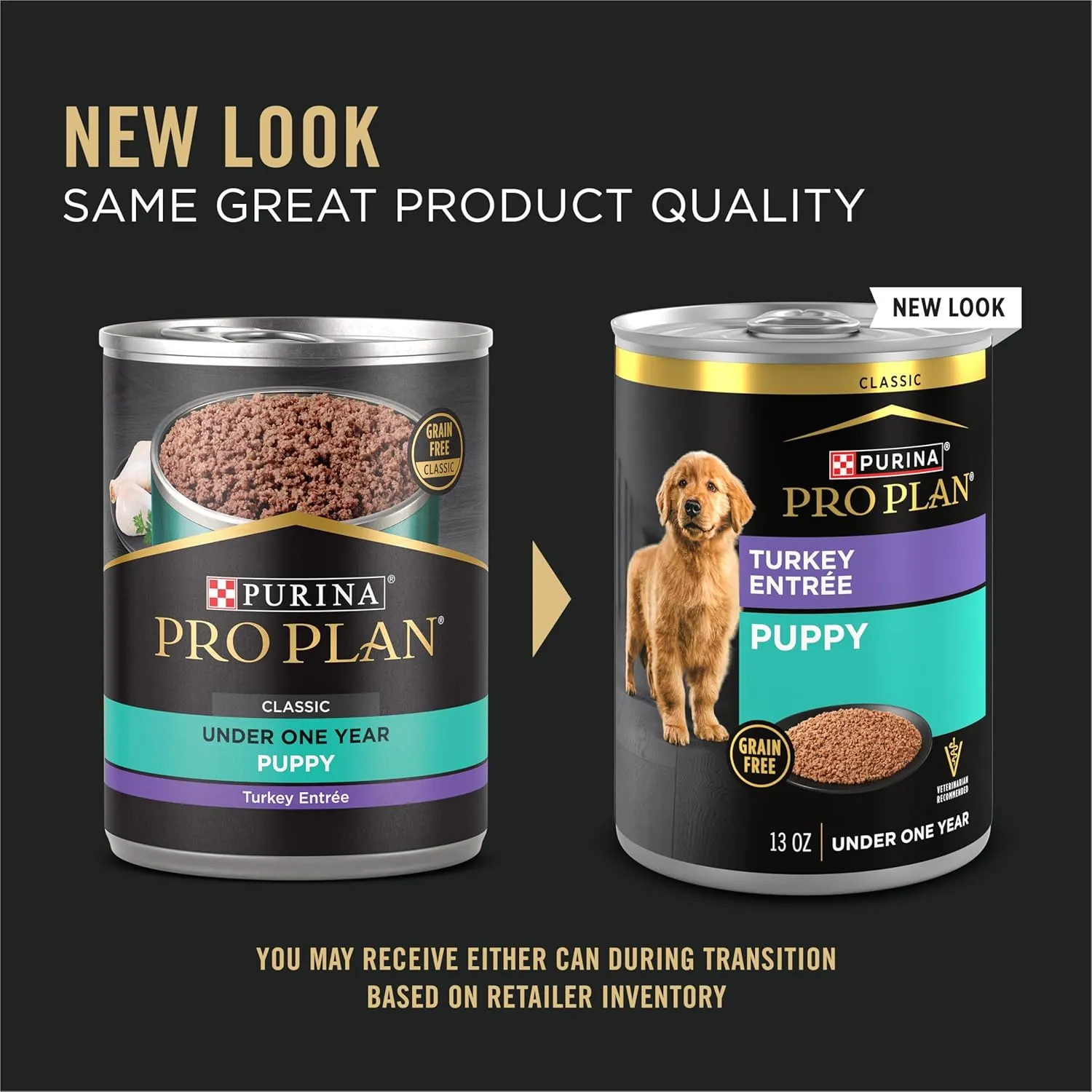 Purina Pro Plan Grain Free Wet Puppy Food, Classic Turkey Entre - (Pack of 12) 13 oz. Cans