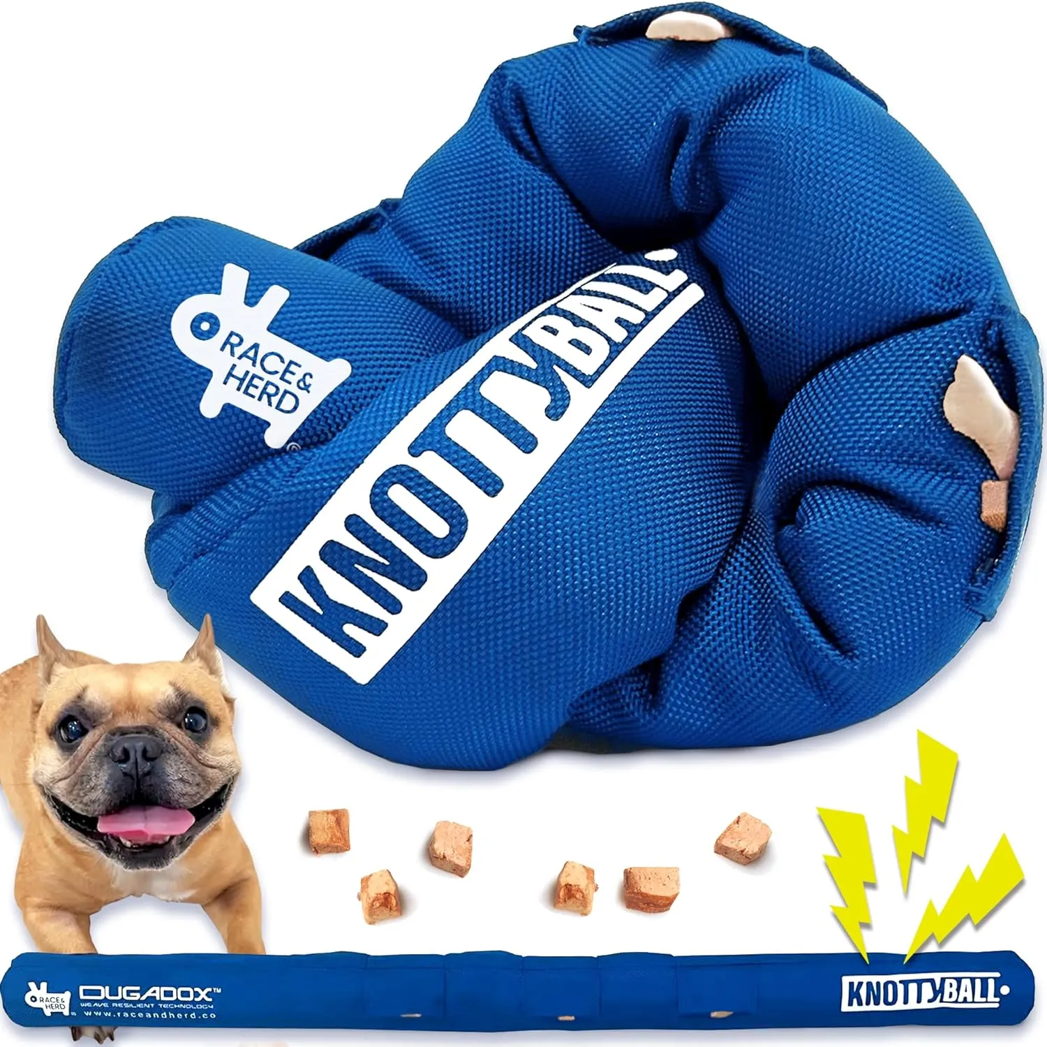 Race&Herd | KnottyBall Dog Toys Interactive | Snuffle Ball | Sniffle Ball and Puzzle Toy for Any Size Dogs | Encourage Natural Foraging Skills | Dog Enrichment Toys for Training and Stress Relief