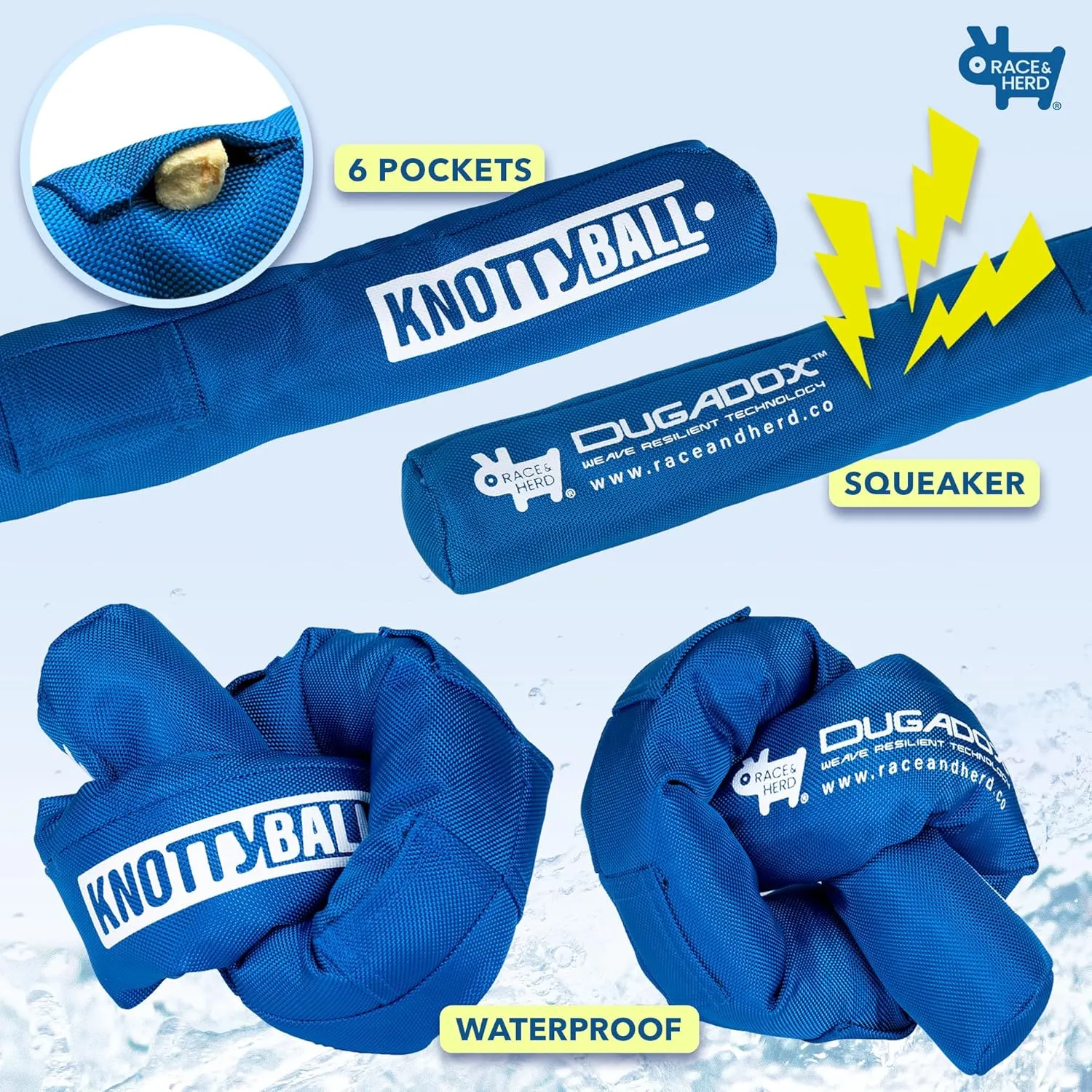 Race&Herd | KnottyBall Dog Toys Interactive | Snuffle Ball | Sniffle Ball and Puzzle Toy for Any Size Dogs | Encourage Natural Foraging Skills | Dog Enrichment Toys for Training and Stress Relief