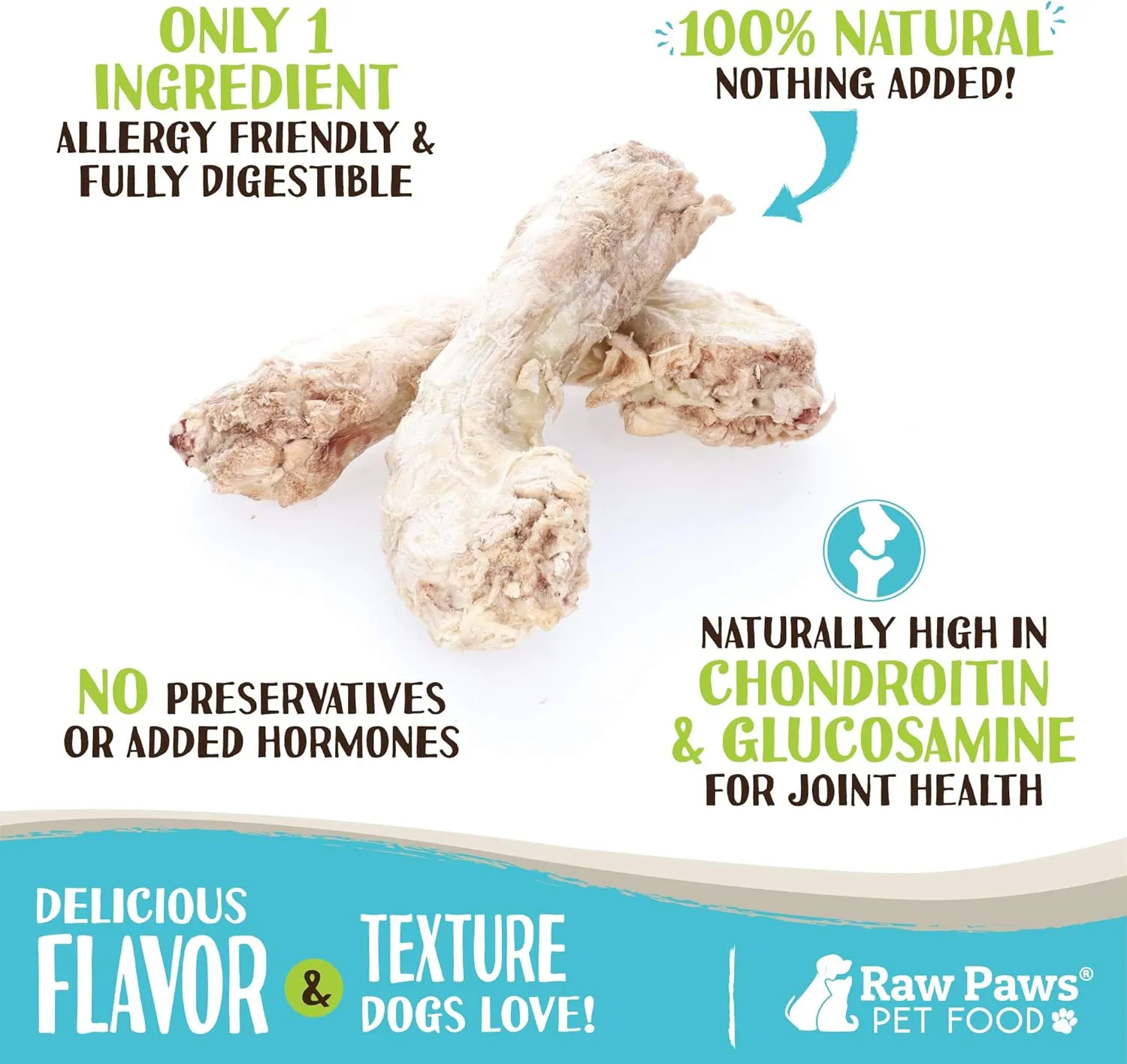 Raw Paws Freeze-Dried Chicken Necks for Dogs & Cats, 4-oz - Made in USA - Raw Freeze Dried Dog Treats - Chicken Necks for Cats - Single Ingredient