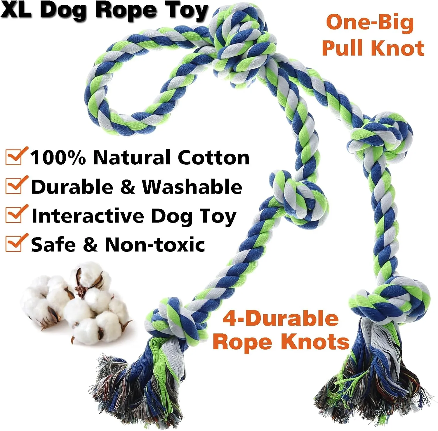 Rope Toy for DogsLarge Dog Rope Toys for Aggressive Chewers, Heavy Duty Dog Toys for Large Medium Breed, Indestructible Tough Rope Chew Toys Tug of War Dog Toy Cotton Rope for Teeth Cleaning