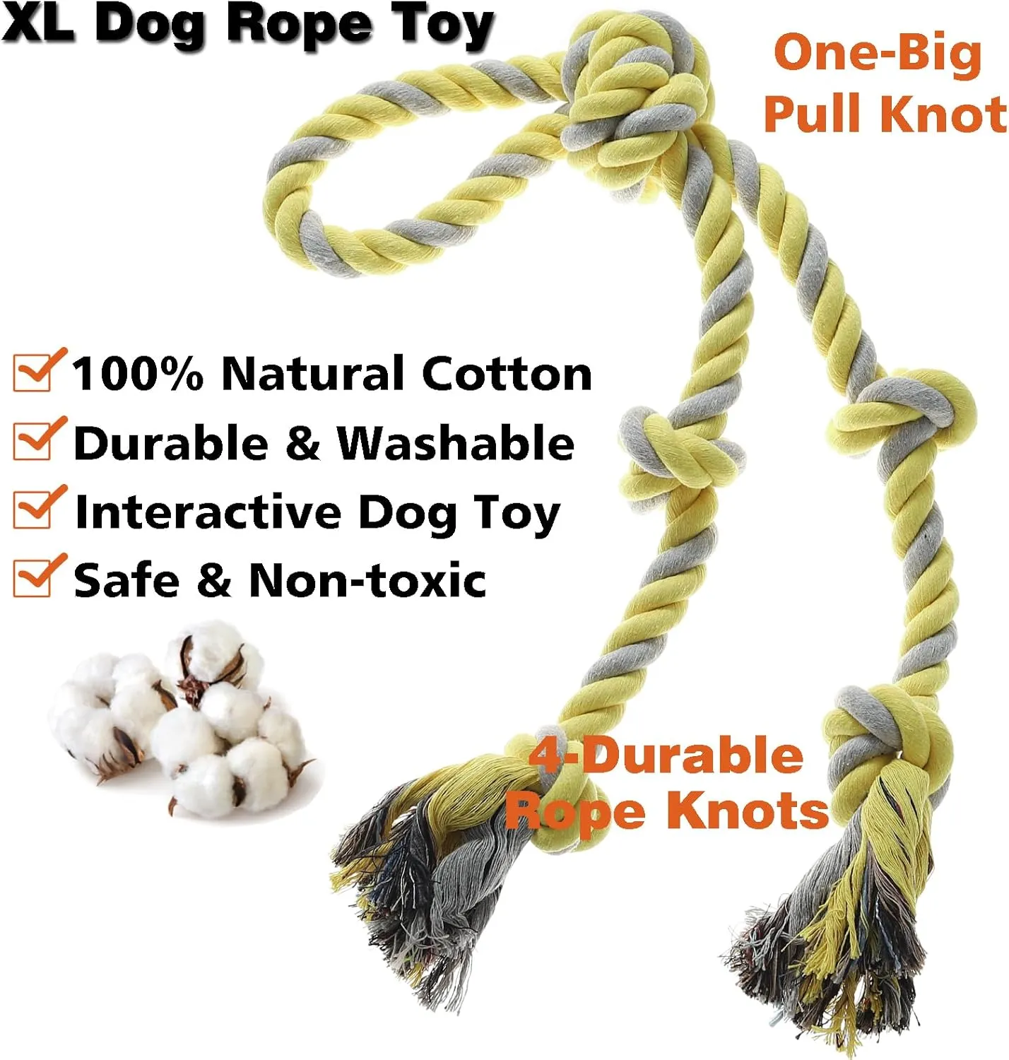 Rope Toy for DogsLarge Dog Rope Toys for Aggressive Chewers, Heavy Duty Dog Toys for Large Medium Breed, Indestructible Tough Rope Chew Toys Tug of War Dog Toy Cotton Rope for Teeth Cleaning