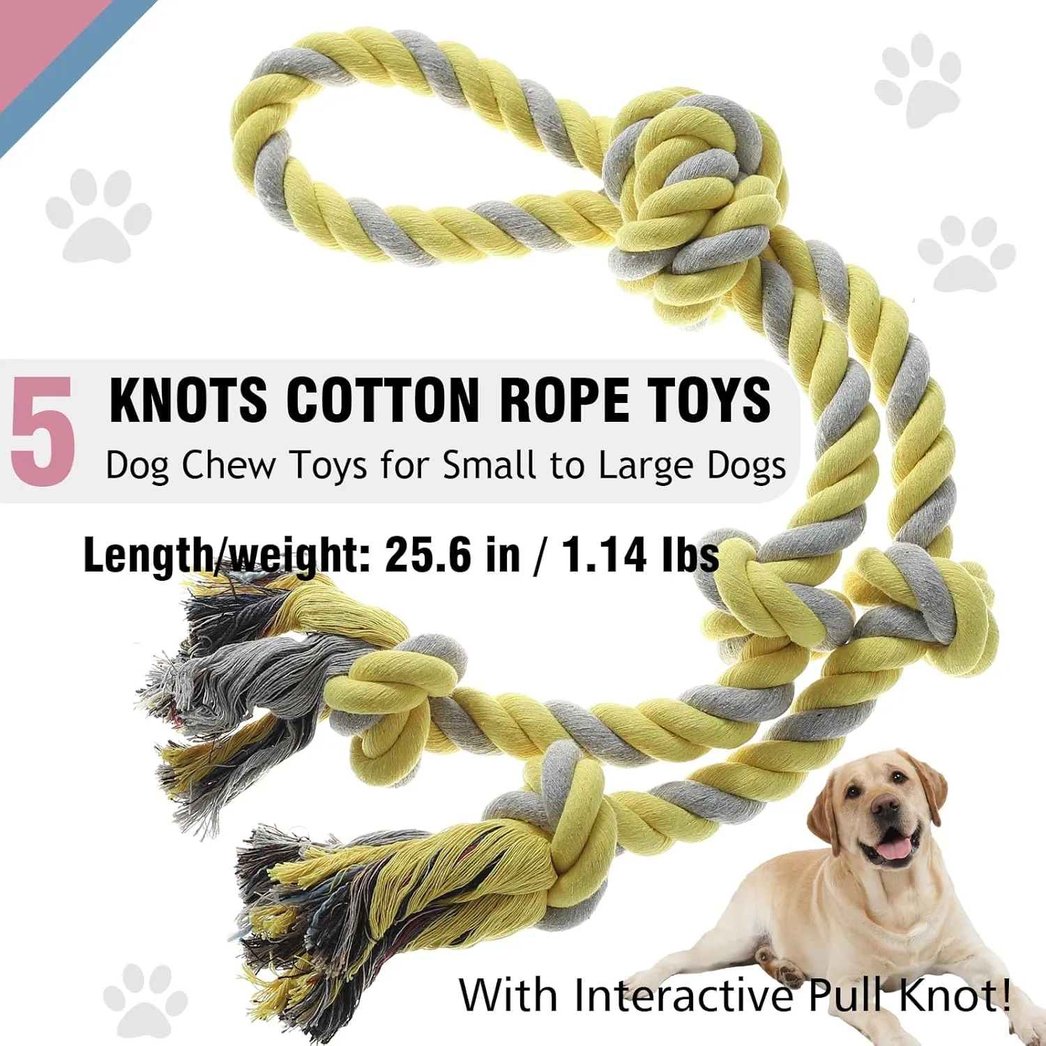 Rope Toy for DogsLarge Dog Rope Toys for Aggressive Chewers, Heavy Duty Dog Toys for Large Medium Breed, Indestructible Tough Rope Chew Toys Tug of War Dog Toy Cotton Rope for Teeth Cleaning