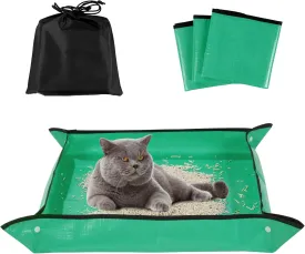 ROYALAY 3 Pcs Portable Travel Litter Box for Cats, Foldable and Packable Cat Carrier With Litter Box for Car Travel, Large Sized Waterproof for Plane, Van, Camping and Hotel