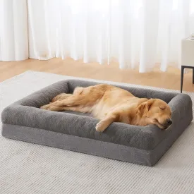 RRPETHOME Washable Dog Beds Large Sized Dog Couch, Extra Large Orthopedic Dogs Beds with Removable Cover, Waterproof Pet Bed with Bolsters, Pet Crate Bed with Non Slip Bottom, XL, Grey