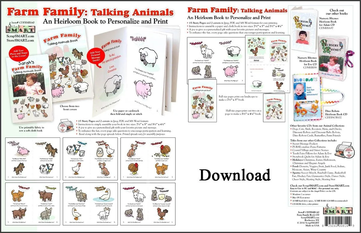 ScrapSMART - Farm Family Childrens Book - Software Collection - Microsoft Word, Jpeg, PDF files for Mac [Download]