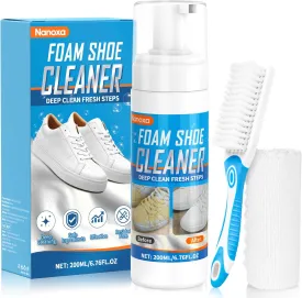 Shoe Cleaner, 6.76fl oz Shoe Cleaning Kit with Brush & Towel, Sneaker Cleaner Foam Removes Dirt & Stains for White Shoes, Leather, Knit, Boots, Canvas, Fabric, Tennis Shoes
