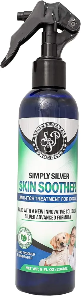 Simply Silver Skin Soother Spray for Dogs Sensitive Skin - All Natural with Colloidal Silver and Yarrow, Relieves Burning and Itching, Non-Toxic, Alcohol and Chemical Free